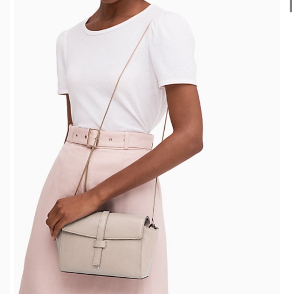 NEW Kate Spade Beige Pink & Gold Emmie Crossbody Designer Bag BarbieCore - Picture 2 of 8